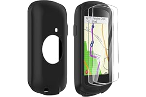 Buoluoioir Custodia in Silicone + 2 Pellicole TPU Compatibili per Garmin Edge 1040, Pellicola Protettiva Schermo Flessibile Accessorio Computer GPS Bici per Garmin Edge 1040, Nero