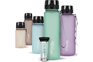 720°DGREE Botella de agua uberBottle – 1 litro, 1l, 1000ml | Novedosa botella deportiva | Sin BPA | Para niños, fitness, bicicleta, deportes, fútbol, guardería, escuela, pequeños, antigoteo