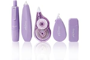 INTEDESIGN 5PCS Correction Tape Set Cute Design Tippex Pen Large Capacity Smooth Mute Whiteout Correction Tape for Home School Office Supplies (Purple)