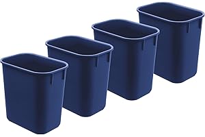 Acrimet Wastebasket, Deskside Bin, 3.25 Gallon/13 Quart/ 12 Liter (Plastic) (Blue Color) (Set of 4)