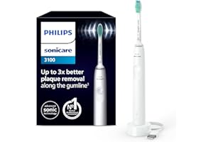 Philips Sonicare 3100, elektryczna soniczna szczoteczka do zębów z czujnikiem siły nacisku i zegarem programowanym, kolor biały, HX3671/13