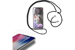 Eximmobile - Handykette kompatibel mit Samsung Galaxy M23 5G in Schwarz + Panzerfolie Schutzhülle Handy Hülle Band Seil Schnur Case Umhängen Handytasche Umhängehülle Kette Kordel Silikoncase