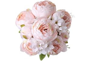 JOYHAZE 1 paquete de flores de peonía artificiales, grandes flores de peonía de seda de 19 pulgadas, para la decoración de oficinas de reuniones familiares de bodas, piezas centrales de Mesa (Primavera Rosa)