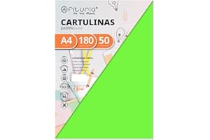 OFITURIA Pack 50 Cartulinas Color Verde Tamaño A4 180g