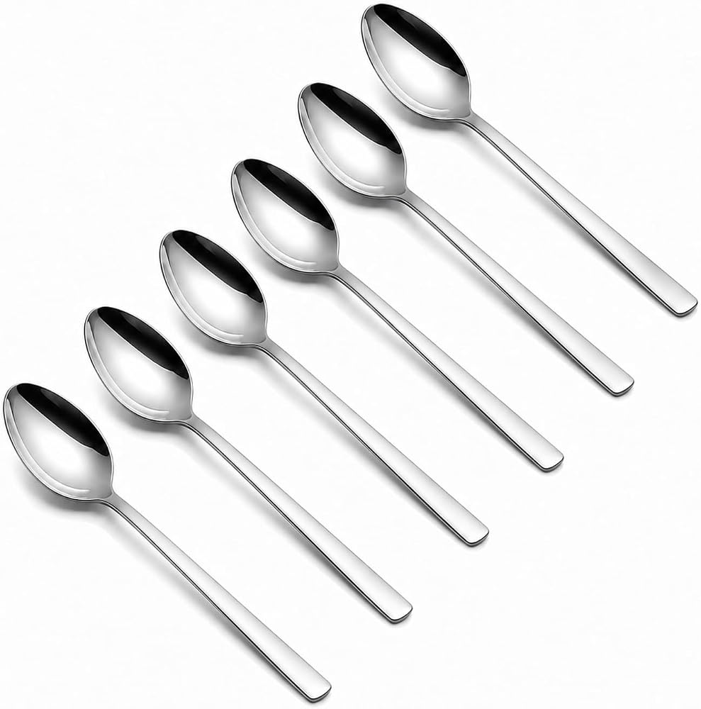 Kabakoz Çay Kaşığı, 6'lı Paslanmaz Çelik Kaşık Seti, Gümüş Metal 10 cm, 6 Adet