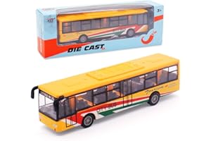 FCXVXCL Autobus Legierung Stadtbus Spielzeug Modell Reibungsbetriebener Bewegung Kinder Model Vehicle Bus Auto Spielzeug Lizenzierte Spielzeugautos für Kinder ab 3 Jahren Gelb