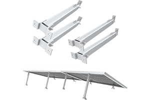 NuaSol Montageset für Balkonkraftwerk | 4 Stück Solarmodul Halterung | Aufständerung 15°-30° | individuell verstellbar | Inkl. Schrauben- & Muttern- Set |Alu Solarpanel Halterung Flachdach | Silber