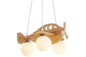 GHiycotdl Lampadario Cameretta Bambino,Plafoniera Cameretta Bambini In Legno Aereo, 50Cm E27 Lampadario Bambini Led Per Bambini