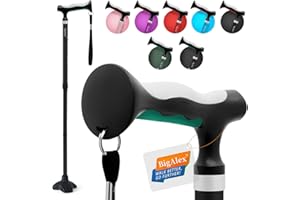 BigAlex Gehstock Klappbar für Damen und Herren, Faltbare, Höhenverstellbare Gehstöcke für Senioren & Erwachsene Stabil, Stöcke mit Rutschfester Quad-Basis, Eleganter Stock für Aufstehhilfe, Gehhilfe