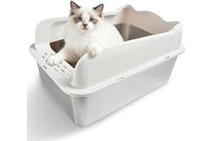 HOUSLUX XXL Katzenklo,Großes Katzentoilette 50 * 35 * 25 cm Niemals Gerüche, Rostfrei, Antihaft Glatte Oberfläche, Edelstahl Katzenklo Fassungsvermögen für Leichtere Reinigung