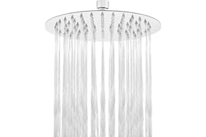 HAUSPROFI Deszczownica do zabudowy, 20 cm, ze stali nierdzewnej, z dyszami zapobiegającymi osadzaniu się kamienia, polerowana, efekt lustra, wysoki połysk, okrągła