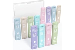 Four Candies Mine per matita 0,5 mm/0,7 mm in astuccio, confezione da 720 mine nere HB per portamine, 12 tubi (6 per dimensione), 60 pezzi per tubo