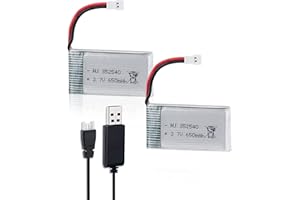 Yangers 2 Pack 3.7v 1S 650mah lipo Battery RC Rechargeable Batteries 25C XH2.54 Plug Connector with USB charger Set for Syma RC Car off road Truck Jumper Vehicle Drift Monster Toys