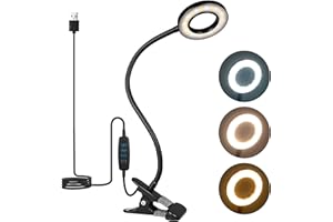iVict Clip on Light Reading Lights 24 LED USB Book Clamp Light with 3 Color Modes, 10 Brightness Dimmer and Auto Off Timer, Eye Protection Kids Desk Lamp