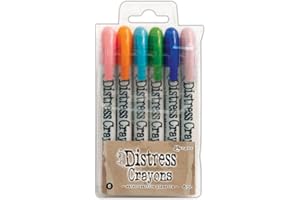 Ranger TH Distress Crayons Tim Holtz-Juego de lápices de Colores (6 Unidades), Multicolor, 13.97 x 7.62 x 1.27 cm, 6