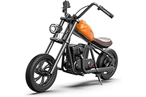HYPER GOGO Challenger 12 Elektro Motorrad Kinder, Kindermotorrad mit 3 Geschwindigkeiten, 12KM Lange Reichweite12 Zoll Luftreifen, bis zu 60 Minuten ununterbrochene Fahrzeit (Orange)