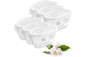 Aquafloow Osuszacz Pokojowy 400 ml, Redukuje Wilgotność, 6 Sztuki Granulki JASMINE | Neutralizator Zapachów, Pochłaniacz Wilgoci do Kuchni, Szafki, Łazienki i Gabinetu