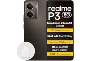 realme P3 5G Smartfon 8+256 GB, Procesor Snapdragon 6 Gen 4 5G, Tytaniczna bateria 6000mAh, Szybkie ładowanie 45W, 120 Hz AMOLED, 2000 nitów Maksymalna jasność, IP69, Grey