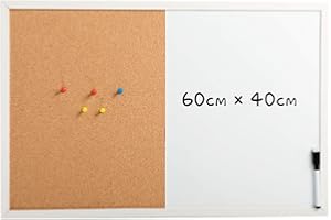 ‎DOEWORKS DOEWORKS 60 x 40cm Kombitafel Magnetisches Whiteboard & Kork Pinnwand, Hängendes Magnettafel und Korktafel mit Weißem Holzrahmen