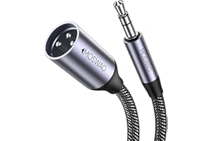 MOSWAG 3.5mm to XLR Cable, 1/8 inch Mini Jack Stereo to XLR Male Balanced Aux Micphone Cable for iPhone, iPod, Cell Phone, Laptop, Speaker, Mixer, Microphone (2M)