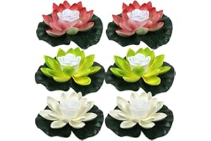 SOLUSTRE LED Wasserlaterne Schwimmlaterne Lotus Laterne Künstliche Seerose Schwimmende Blumen Lotusblume Lotusblüte Teichlicht für Pool Teich Garten Hochzeit Party Dekoration 6St.