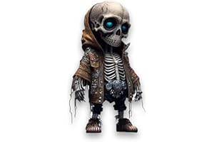 Kinwodon Cool Skeleton Figurines, Gothic Skull Sculpture Resin Crafts Skeleton Statue Mini Figure Toy Collectible Halloween Decoration for DIY Crafts Home Office Desk Car