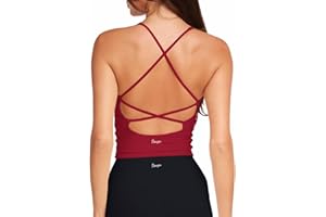 Danysu Sculpt Workout Tank Tops Women Longline Sports Bras Workout Tops for Women Light Support Strappy Padded Yoga Top