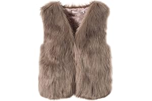 Routefuture Gilet Court Femme Fausse Fourrure Manteau sans Manches Cardigan Imitation Fourrure Hiver Gilet Femme Hiver Veste sans Manche Coat Court Pas Cher