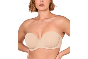 DELIMIRA Sujetador sin Tirantes con Aros Tallas Grandes Invisible Multiposicion para Mujer