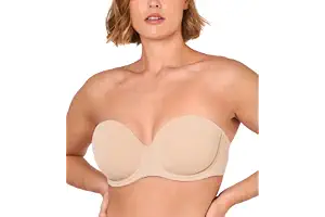DELIMIRA Sujetador sin Tirantes con Aros Tallas Grandes Invisible Multiposicion para Mujer