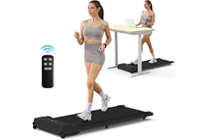 TAOQFUNNY Under Desk Walking Pad Treadmill for Home, 2.0HP Compact Mini Walking Treadmill for Office with LED Display and Remote Control, Installation-Free
