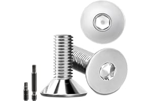 STELLARILL 40 Stk senkkopfschrauben edelstahl M8X20mm Innensechskant M8 edelstahlschrauben DIN 7991/ISO 10642 Senkkopf Schrauben Steckdose Gewindeschrauben Senkschraube mit 2 Stk Sechskant Schrauberkopf (Silber)