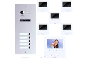 ANYKAM Video Türsprechanlage, Videosprechanlage, für 5-Familienhaus, mit Farbe und Bester 2-Draht-Technologie.