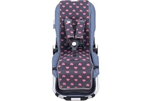 JYOKO Kids Colchoneta para Silla de Paseo Gemelar en algodón (Fluor Heart)