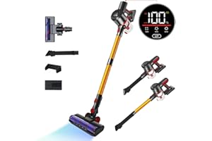 bestyks Odkurzacz akumulatorowy 450 W/40 000 Pa, czas pracy do 60 min, odkurzacz pionowy/pionowy odkurzacz pionowy ze szczotką podłogową zapobiegającą splątaniu / wyświetlaczem LED, z twardymi