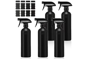 HOMURY 5 Flaconi Spray Nero da 500 ml: Bottiglie per Parrucchiere, Piante, Capelli, Pulizia e Giardinaggio Con Etichetta Impermeabile