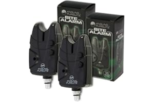 DNA LEISURE Set of 2 x Carp Fishing Bite Alarms Adjustable Volume Tone Control Blue LED Light And Batteries