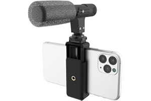 DigiPower universelles Shotgun-Mikrofon mit Handyhalterung, Richtmikrofon, kompatibel mit Smartphones, DSLR Kameras und Actioncams, DP-M25