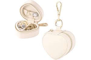 Mikovivi Mini Smycke Ring Hållare Förvaringsbox med Nyckelring, Liten Hjärta Form Resa Smycke Organizer Väska för Ring Örhäng