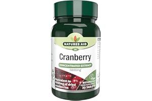 Natures Aid Cranberry Tablets 200mg – High Strength Supplement for Urinary Tract Support, Bladder Health, Antioxidant Protection – Vegan, Gluten Free, Non-GMO – 30 Tablets for Women & Men