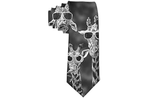 COLORFULSKY Lustige Krawatten, bunt, lustiges Giraffen-Set, modisch, breit, für Männer und Teenager, schwarz und weiß