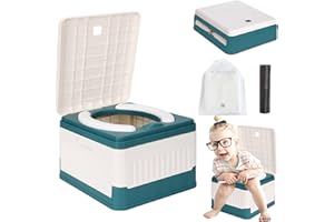 Travel Potty 3-in-1 Foldable Training Toilet Seat Kids Portable Potty Outdoor and Indoor with Storage Bag and 20pcs Potty Liners - KAMHBE (Green)