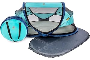 Deryan lit Parapluie Bébé avec Matelas - pour Depuis la Naissance Jusqu'à 2,5 Ans - Pop Up Tente pour Bébé Montée en 2 Minutes - Moustiquaire & Sac de Voyage Inclus - 120x75x50cm (Océan)