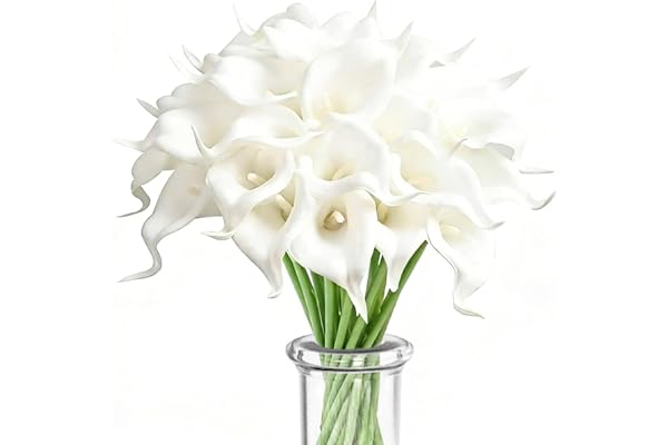 15 stycken vita kalla liljor konstgjorda blommor vit lilja konstgjorda blommor brudbukett konstgjorda calla liljor bröllopsdekoration bukett för bröllop blomsterarrangemang hem familj fest dekoration