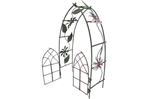Pacific Giftware Enchanted Mini Fairy Garden Accessories Decorative Metal Garden Arbor Gate Arch Shape with Floral Design 6.5 inch Tall