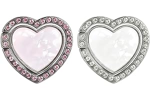 Fycyko 2pcs Support de Support d'Anneau de Téléphone Bling Coquillage Amour Coeur Artificiel Diamant Forme Doigt Grip de Voiture Téléphone Anneau Grip Smartphone Stent Tablette-Argent Rose