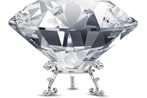 ADWIKOSO Large Crystal Diamond Paperweight with Stand Jewels Wedding Decorations Centerpieces Home Decor (3.93 inch)