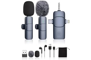 DDKJ Mini Mikrofon Kabellos,Klein Lavalier Mikrofon Wireless für Handy/iPhone/Android/Pc/Ipad,4 in 1 ansteckmikrofon Plug-Play USB-C Microphone für Video Live-Streaming YouTube TikTok Vlog Podcast