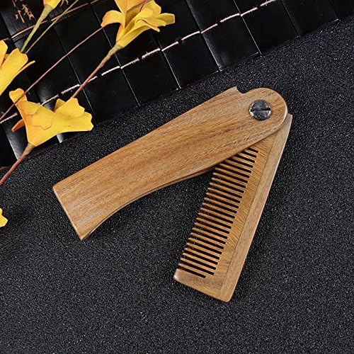 Wooden Folding Comb Portable Beard Trimming Guide Comb Handmade Tool Made from 100% Sandalwood (Wood)