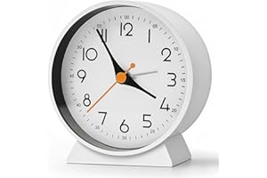 Azyh Analogowy budzik bez tykania, mały zegar biurkowy retro na baterie, zegar stołowy do dekoracji salonu, sypialni, przy łóżku dla dzieci dorosłych, seniorów